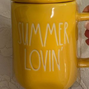 Rae Dunn summer lovin decorative lid glazed ceramic pineapple mug new